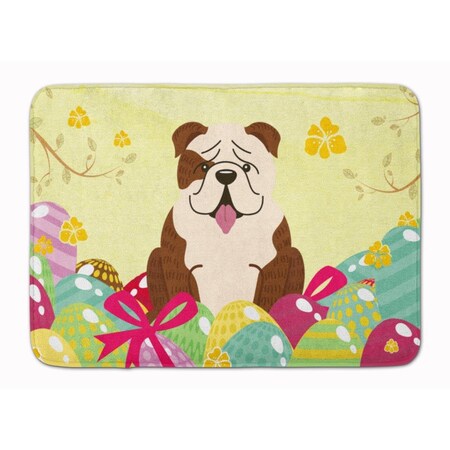 Carolines Treasures Easter Eggs English Bulldog Brindle White Machine Washable Memory Foam Mat BB6121RUG